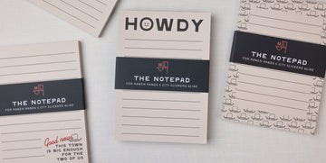 Set of notebooks with 'The Notepad' branding on a light background